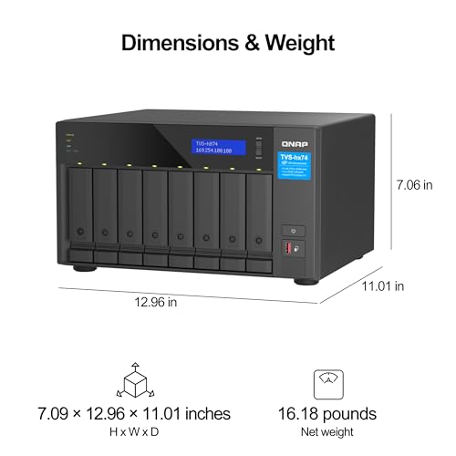 QNAP TVS-h474-PT-8G-US 4 Bay High-Speed Desktop NAS with Intel Pentium Gold 2-core CPU, 8GB DDR4 Memory, 2.5 GbE Networking and PCIe Gen 4 expandability (Diskless)