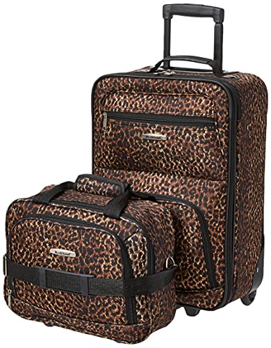 Rockland Fashion Softside Upright Luggage Set, Expandable, Kensington, Black and White, 2-Piece(14/19)
