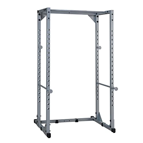 Body-Solid Powerline Adjustable Power Rack - 18-Level Strength Training Heavy-Duty Steel Frame with Safety Rods and Chin-Up Bar for Home Gym, Silver