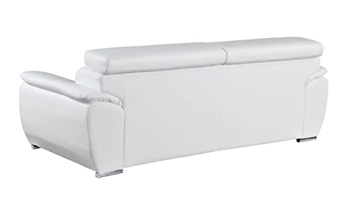 4571 Veal Collection Leather Upholstered Modern Living Room Chair, Loveseat, Sofa, White