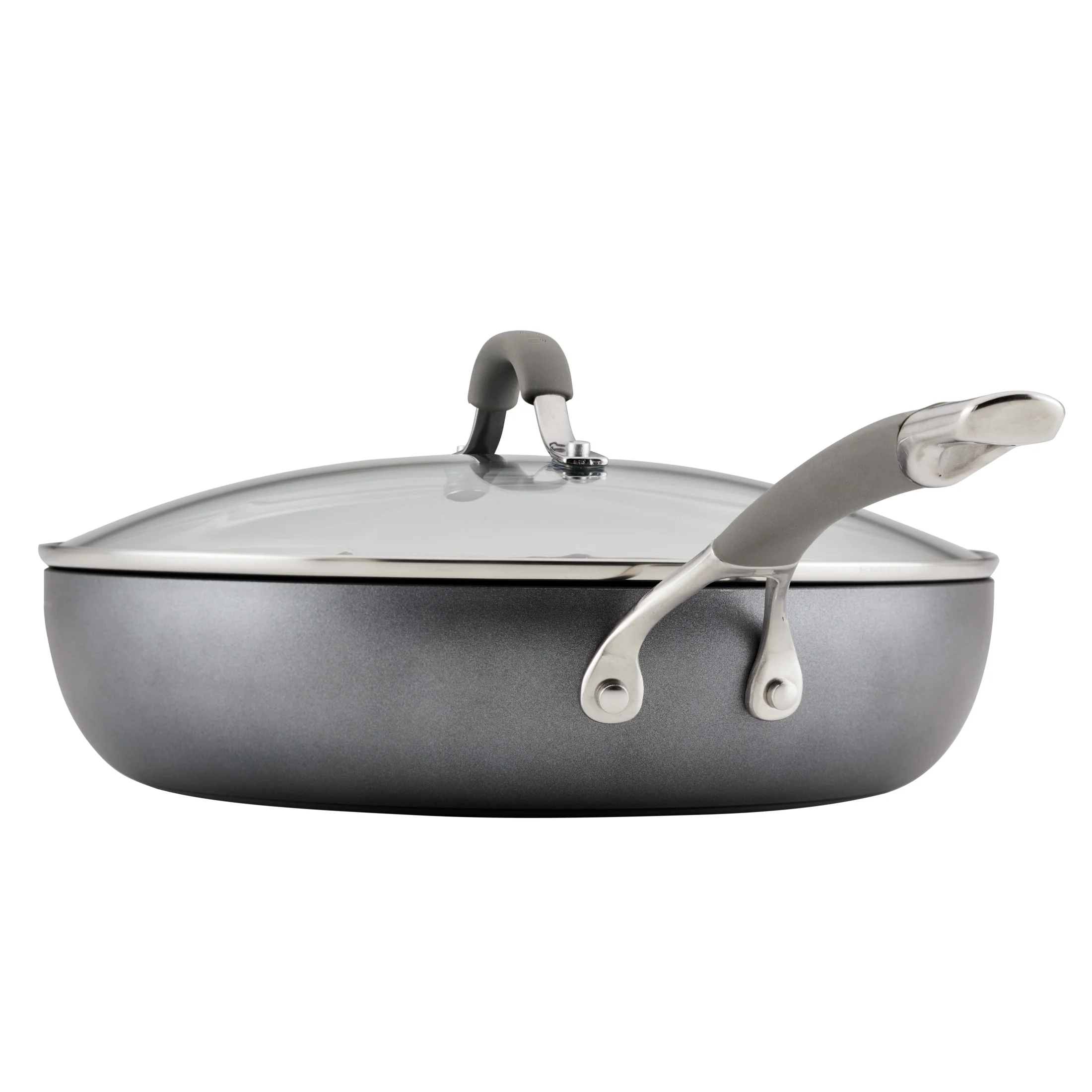 Circulon Elementum 12inch Hard-Anodized Nonstick Deep Frying Pan with Lid, Gray