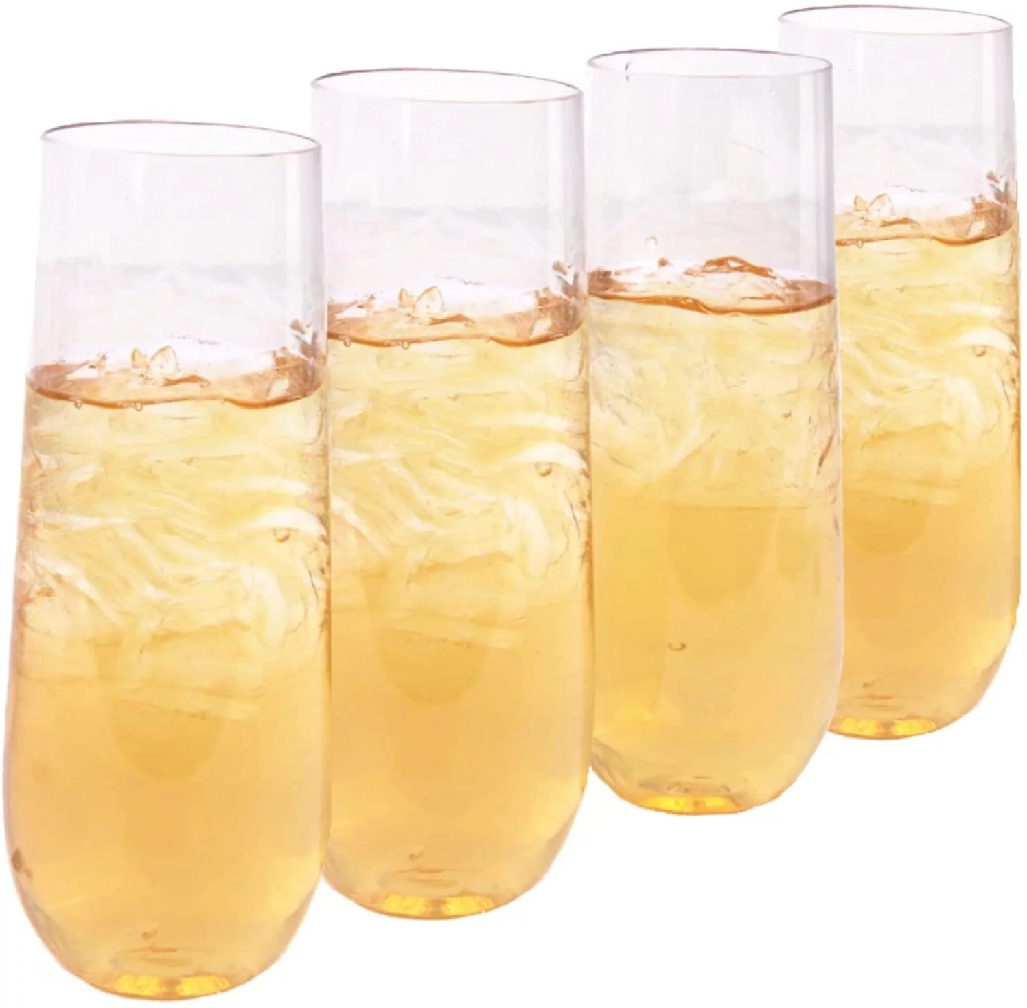 [72 Pack] EcoQuality 9 oz Stemless Clear Plastic Champagne Glass, Unbreakable Elegant and Reusable Champagne Flute Ideal for Celebrating In Style, Toasting Glasses for Indoors or Outdoors