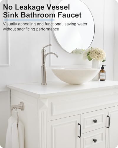 Vessel Sink Faucet, Oil Rubbed Bronze Waterfall Bathroom Sink Faucets, Brass Tall Bathroom Faucet Vanity Faucet 1 Hole Restroom Faucet Single Handle with Pop-up Drain Supply Hose