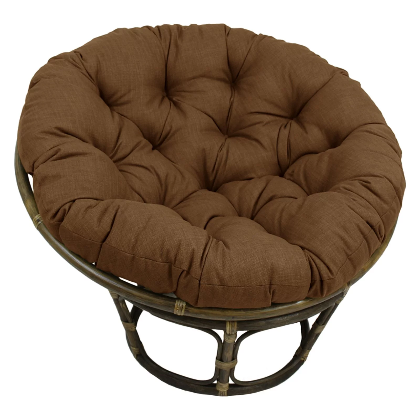 International Caravan Bali 42-inch Rattan Papasan Chair with Solid All-Weather Cushion Avocado