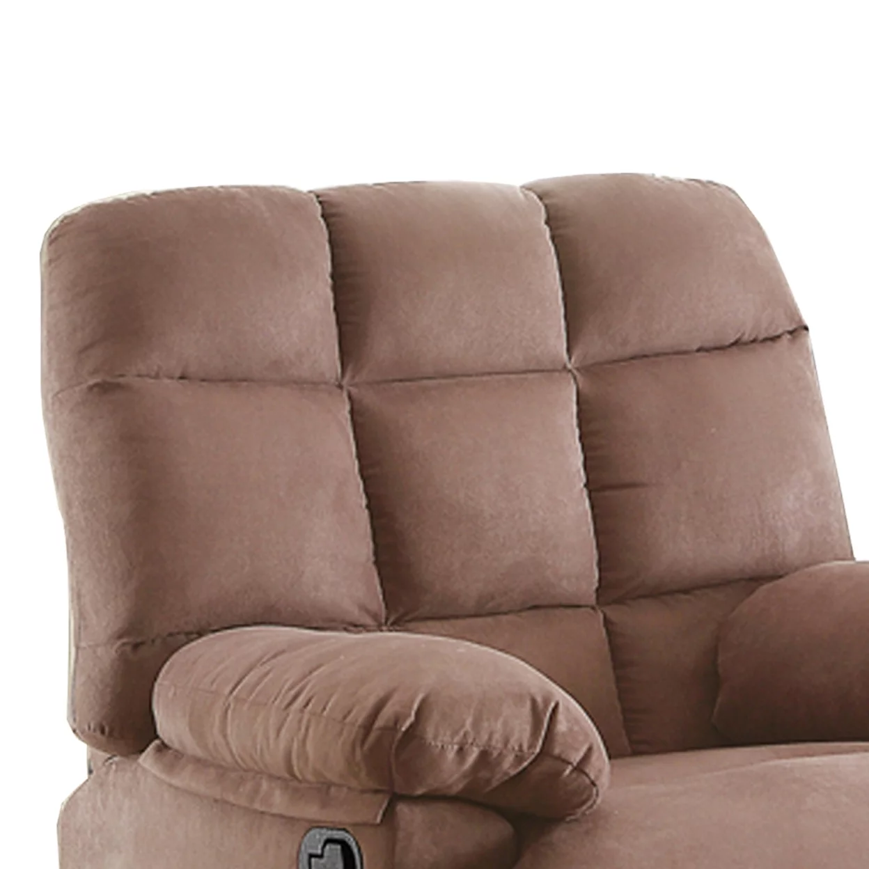 Poundex Plush Cushioned Recliner With Tufted Back And Roll Arms In Saddle Brown