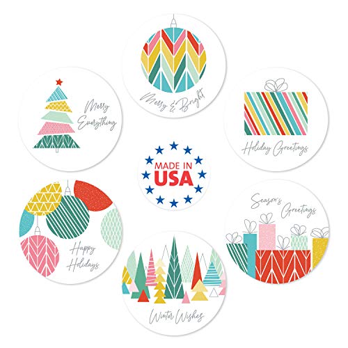 Merry Christmas Stickers / 500 Multicolor Christmas Labels / 1.5