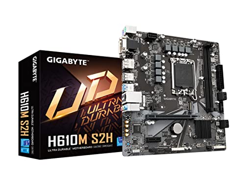 GIGABYTE H610M S2H (H610/ Intel/LGA 1700/ Micro ATX/ DDR5/ Single M.2/ PCIe 4.0/ USB 3.2 Gen1/ Realtek GbE LAN/Motherboard)