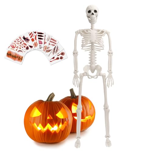 5.4 FT Giant Skeletons for Halloween, Life Full Size Skeleton with Movable Posable Joints for Halloween Decor Outdoor Haunted House Party Decoration