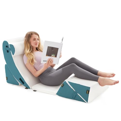 6PCS Orthopedic Bed Wedge Pillow Set for Sleeping - Memory Foam Wedge Pillows for After Surgery for Heartburn & Acid Reflux & Snoring&Neck Back and Leg Pain Relief - with Washable Cover