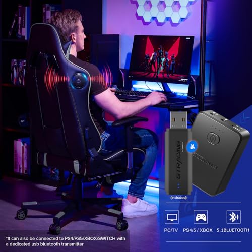 GTRACING Gaming Chair with Footrest Speakers Video Game Chair Bluetooth Music Heavy Duty Ergonomic Computer Office Desk Chair
