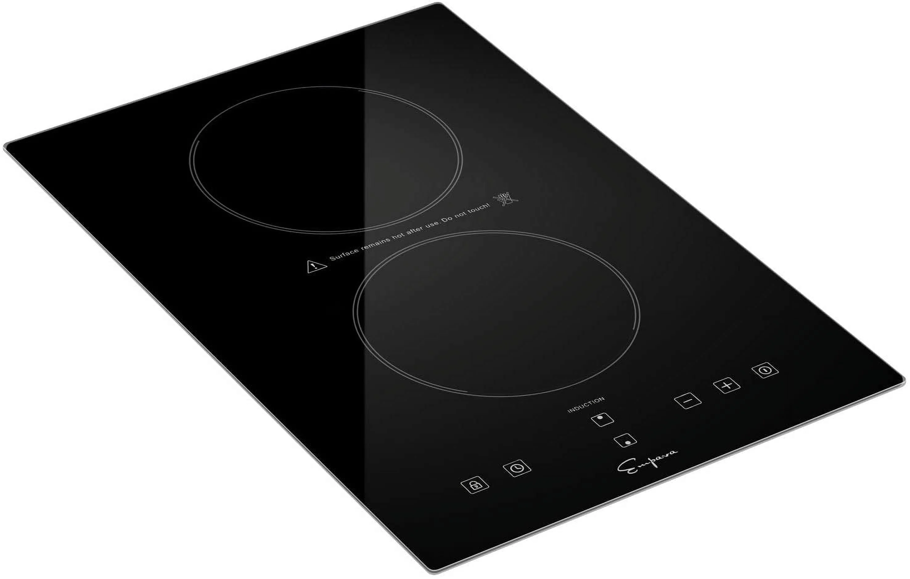 Empava Electric Stove Induction Cooktop Vertical with 2 Burners Vitro Ceramic Smooth Surface Glass in Black 120V, 12 Inch 12 Inch Cooktop