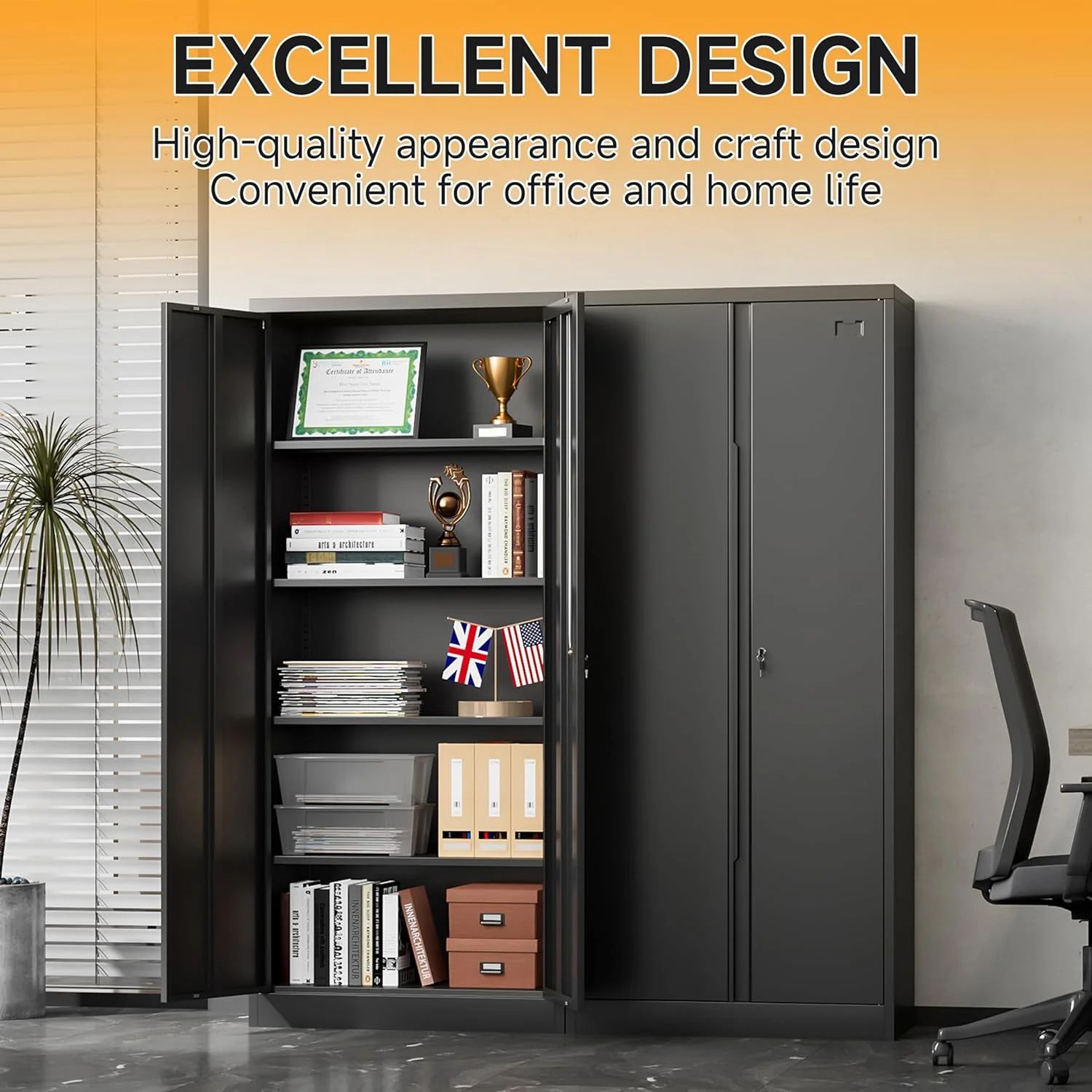 Metal Storage Cabinet with Locking Doors and 4 Adjustable Shelves,71