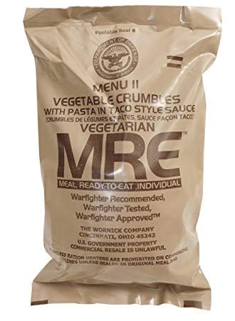 6 Packs Vegetarian Meal Ready to Eat (MRE) Military Issue Field Ration Survival Food