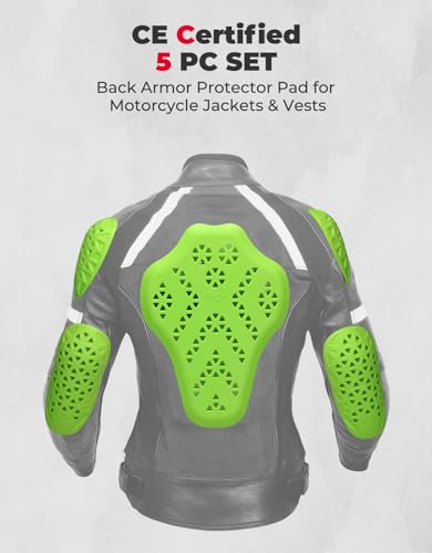 KEMIMOTO CE Level 2 Back Armor Protector Pad, CE Level 2 Elbow and Shoulder Certified, Anti Impact Inserts for Motorcycle Jackets (5 PC Set)