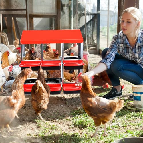 Chicken Nesting Box, 10 Hole 2 Layer Hen Nest Box with Legs, Roll Away Eggs Laying Boxes,Cleanable Pull Out Hen Roosting Boxes