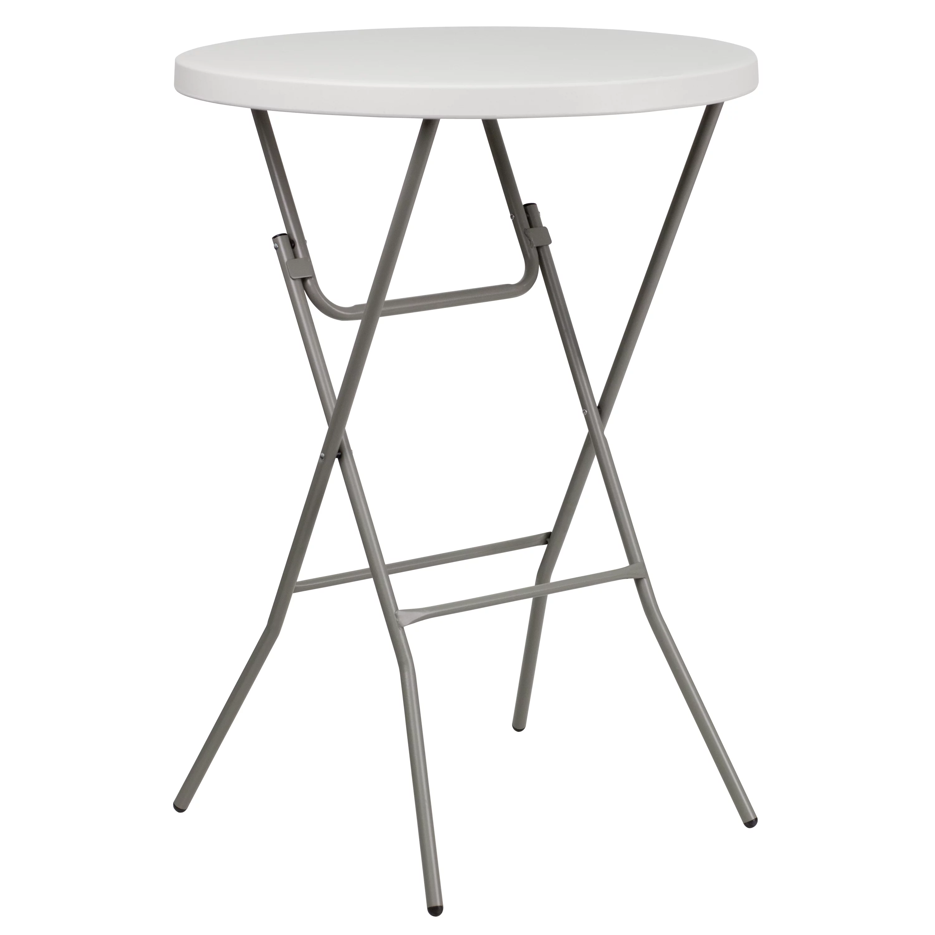 Emma + Oliver 2.63-Foot Round Granite White Plastic Bar Height Folding Event Table