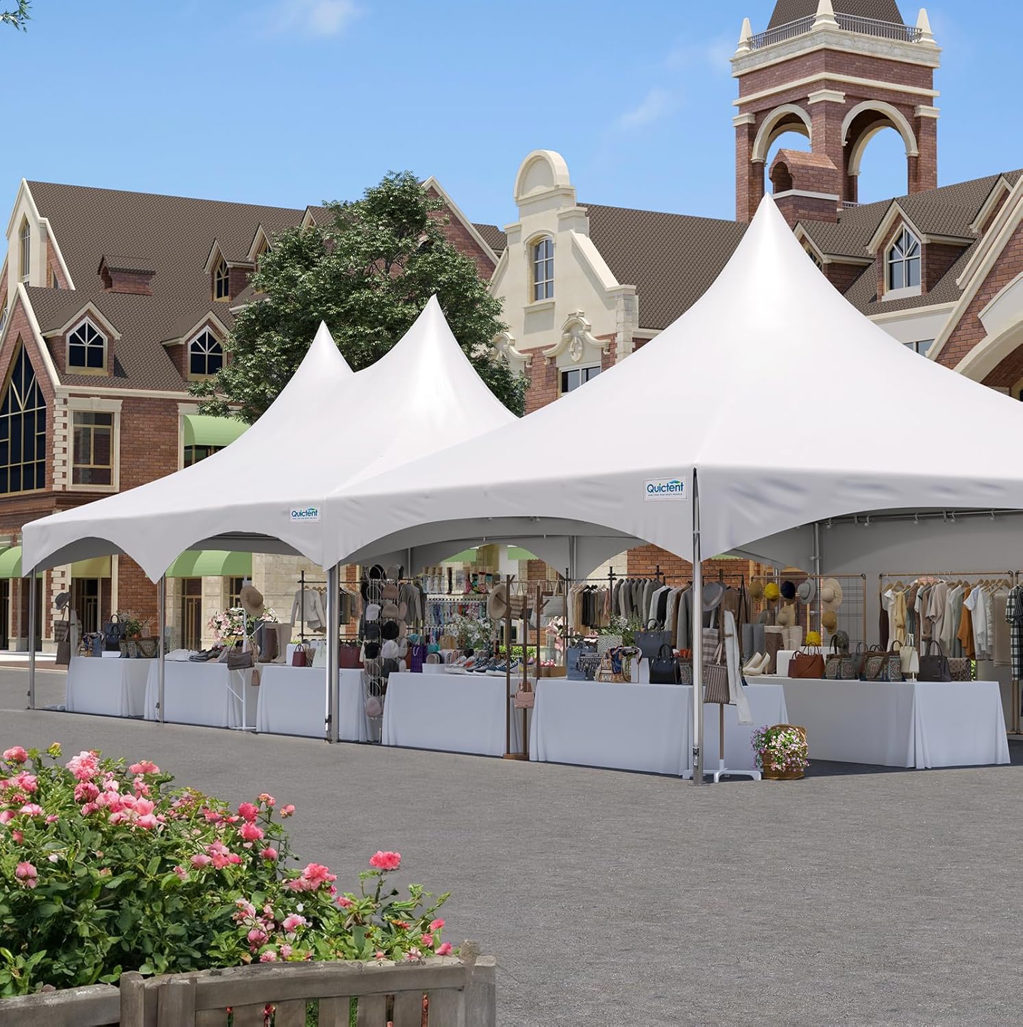 Quictent 20x30ft Party Tent Outdoor Heavy Duty Canopy Gazebo Fire Retardant White Vinyl, 100 Person Capacity Tent for Parties, Weddings, and Events, Commercial and Residential Use