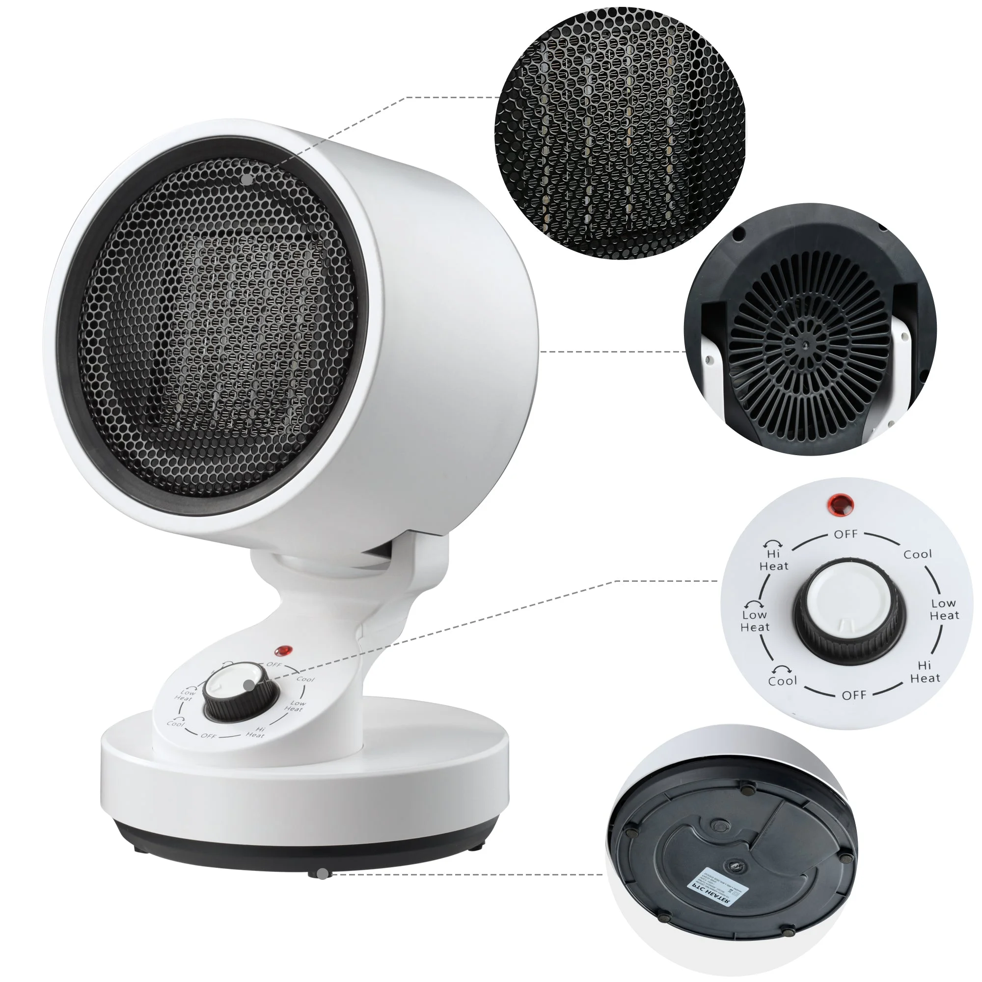 Electric Space Heater Cooling Fan, 2-In-1 Space Warm & Cool Fan, with 3 modes including High Heat (1500W), Low Heat   (900W)