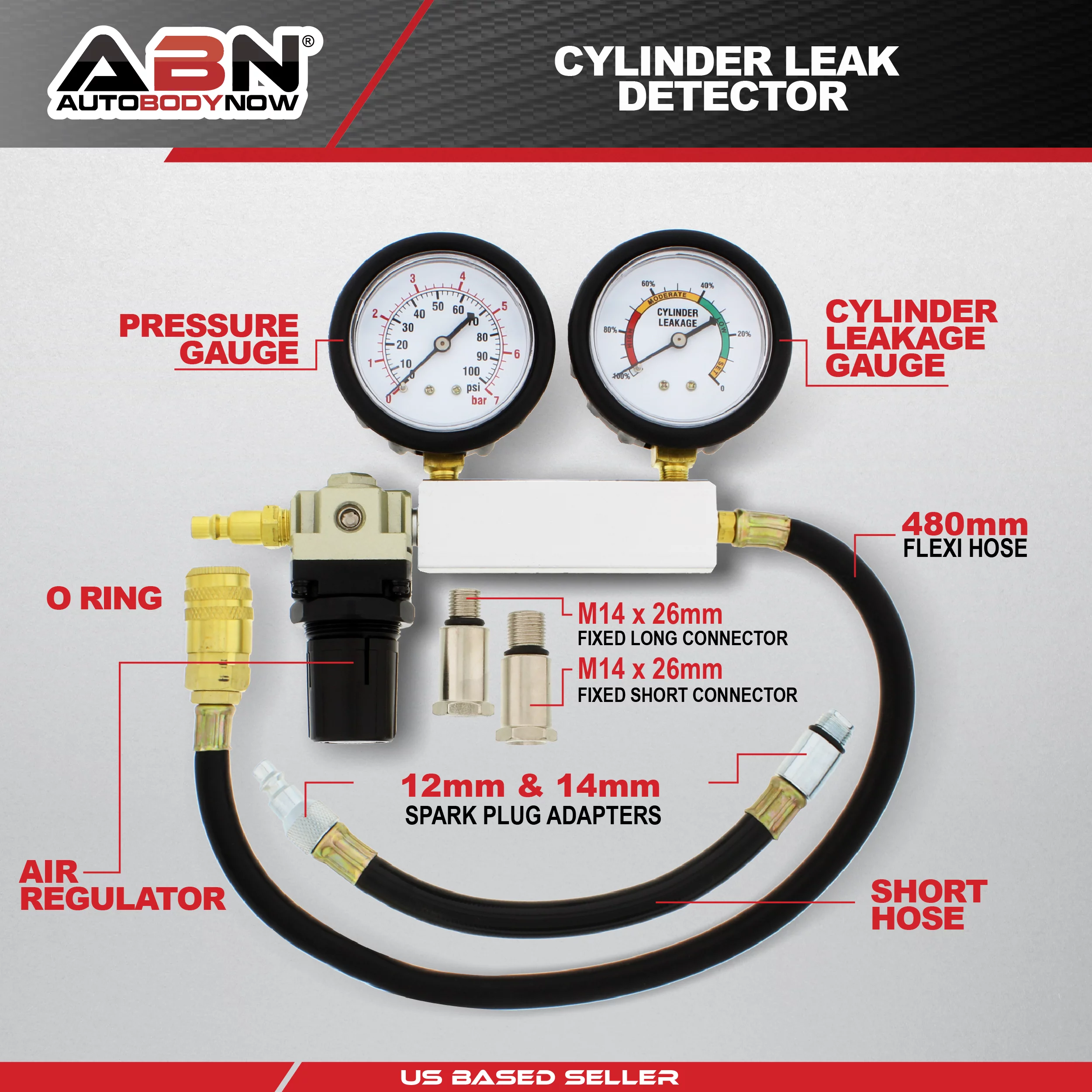 ABN Cylinder Leak Detector & Engine Compression Tester Kit Leakage Test Set