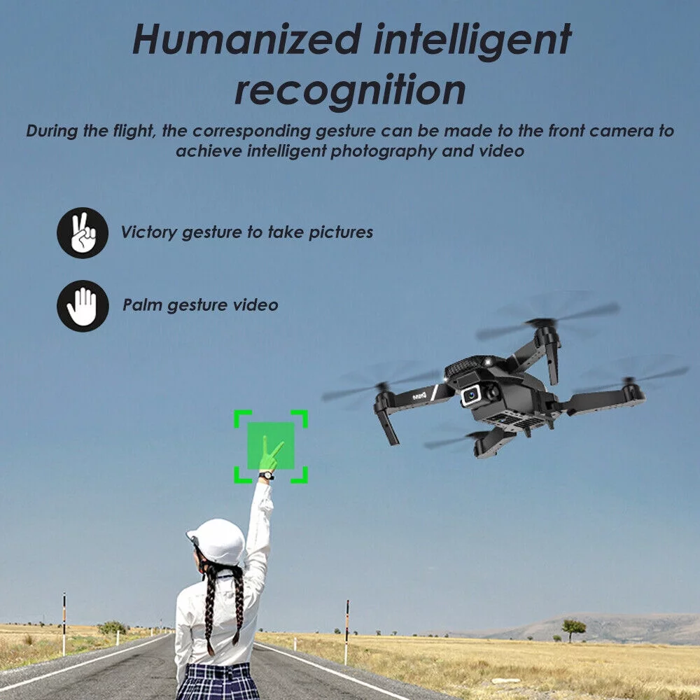 Jahy2Tech E88 Pro RC Drone with 4K HD Dual Camera - WiFi FPV Quadcopter - 4 Batteries Included - Long Flight Time & Multi-Functional