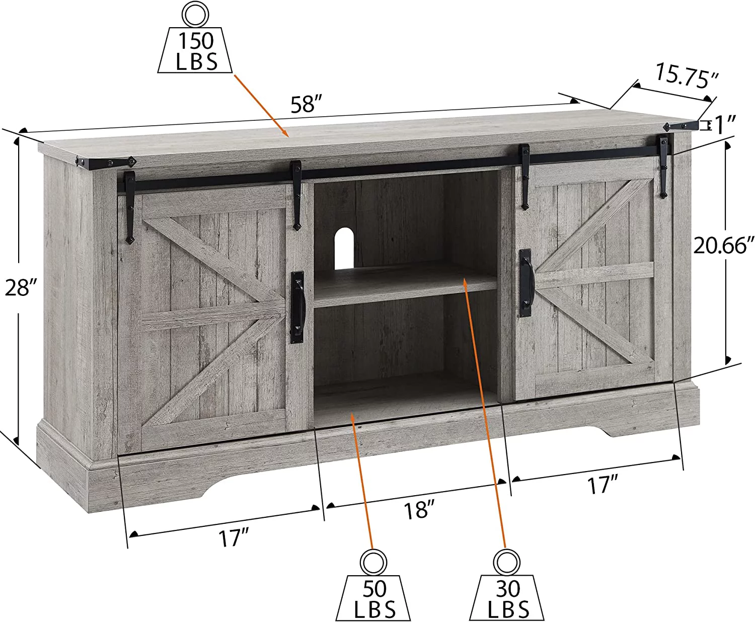 OKD TV Stand for 65 inch TV, Wood Rustic Media Console Cabinet with Adjustable Shelf for Living Room, Light Rustic Oak