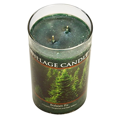 Village Candle Balsam Fir Large Apothecary Jar, Scented Candle, 21.25 oz., Green