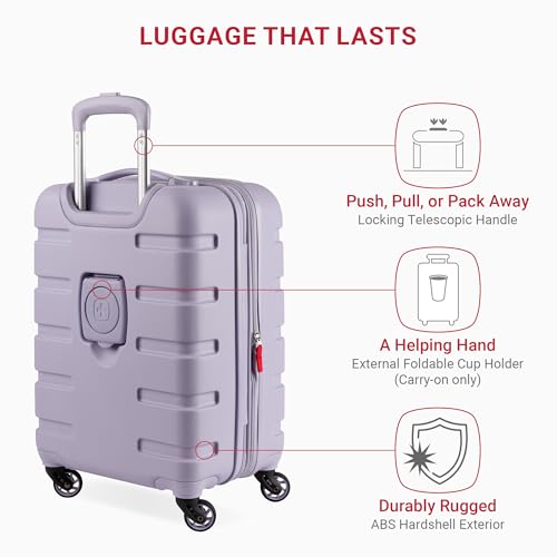 SwissGear 7366 Hardside Expandable Luggage with Spinner Wheels, White, Carry-On 19-Inch
