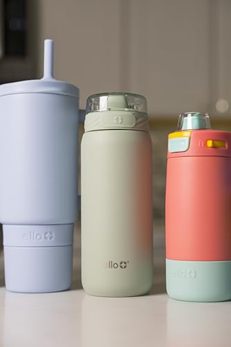 Ello Cooper 32oz Stainless Steel Water Bottle with Straw and Carry Handle, Double Walled and Vacuum Insulated Metal, Leak Proof Locking Lid with Soft Silicone Spout, Reusable, BPA Free, Yucca