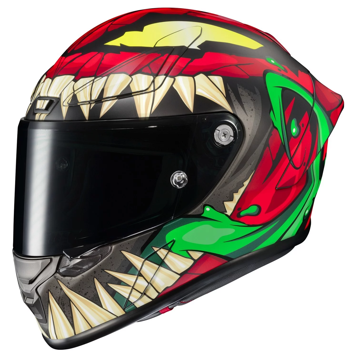 HJC RPHA 1 Toxin Motorcycle Helmet Red/Green MD