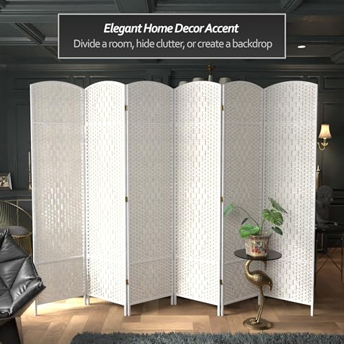 Red Lantern 7 ft. Tall Diamond Weave Dark Beige-6 Panels Room Divider