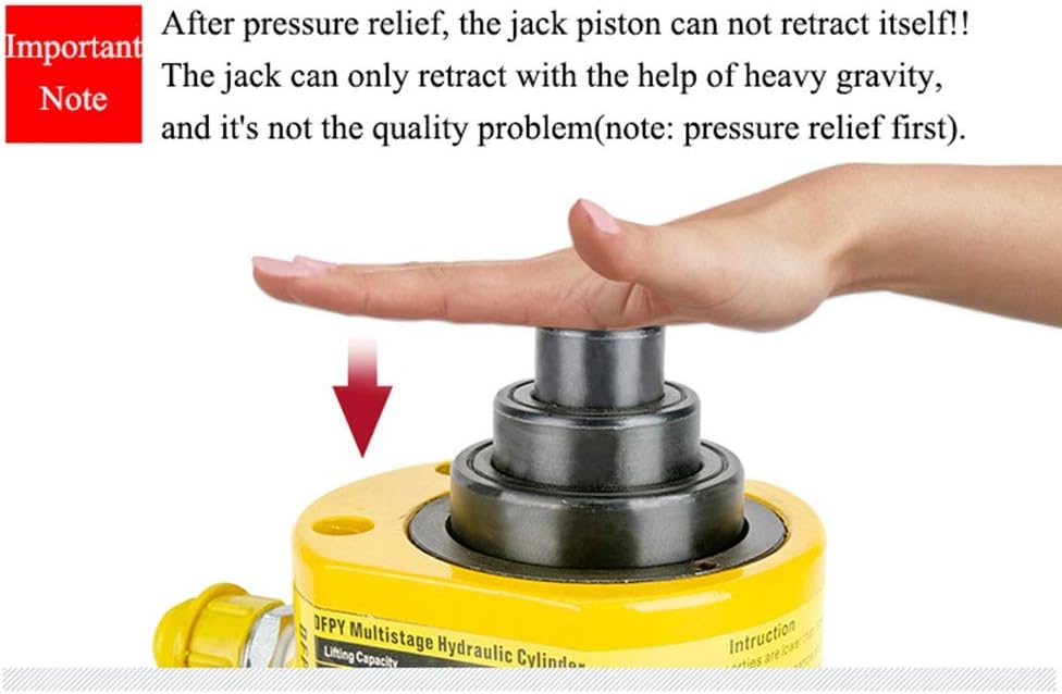 NEWTRY 20 ton Hydraulic Ram Jack Multi-Section Stoke 200mm(8inch) Short Type Protable Hydraulic Cylinder Industrial Lifting Jack, not for Car (20T)