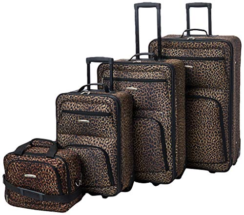 Rockland Jungle Softside Upright Luggage Set, Expandable, Owl, 4-Piece (14/29/24/28)