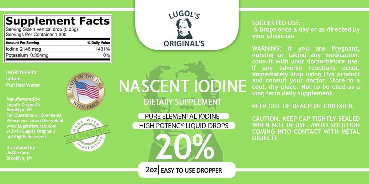20% Nascent Iodine Liquid Drops Thyroid Support Supplement 2oz