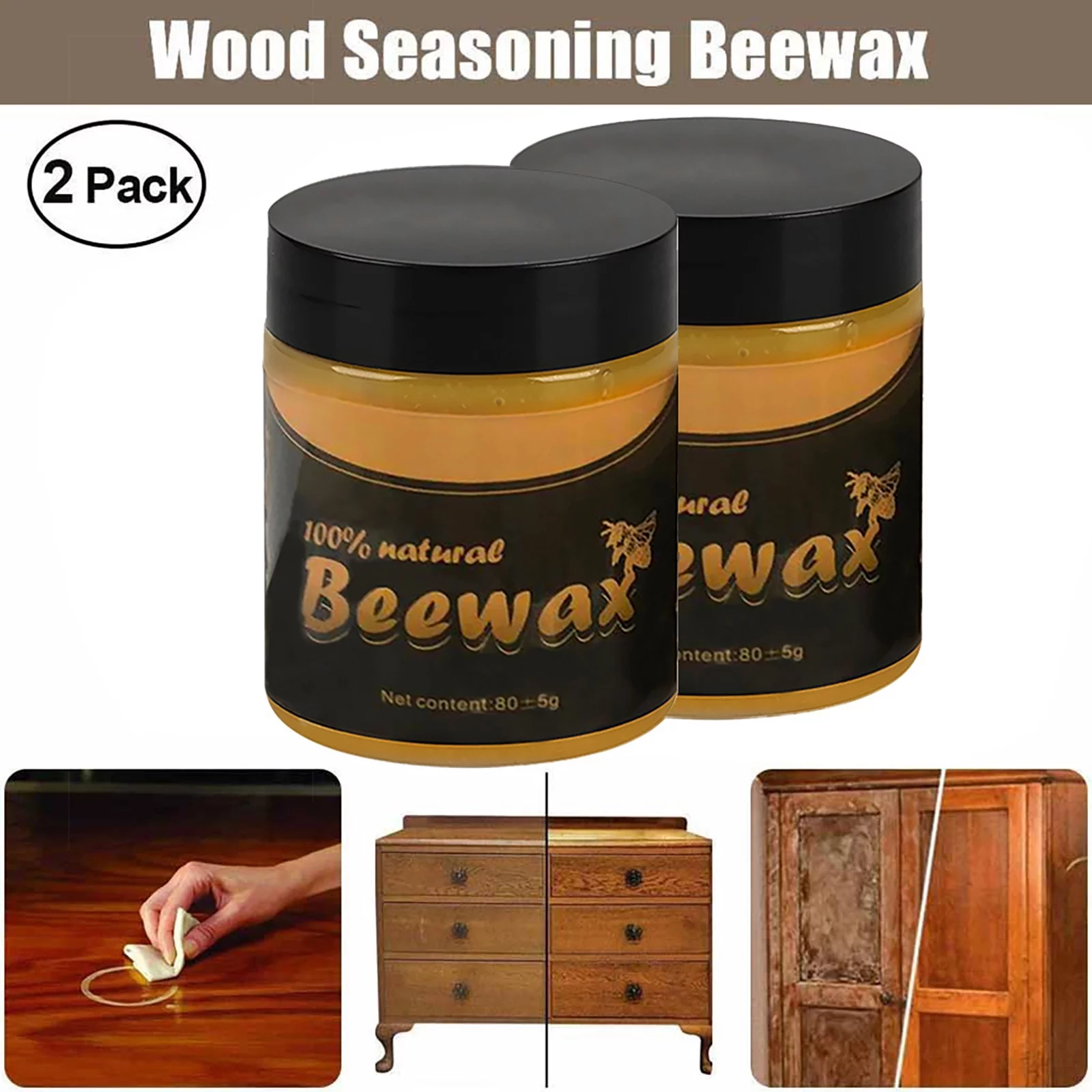 （Buy 2 get 1 free）Wood Seasoning Beewax Complete Solution Furniture Care Beeswax Home Cleaning 2pc(NEW)