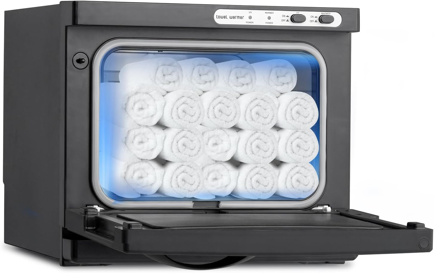 Hot Towel Warmer for Facials Massage, Esthetician Towel Heating Cabinet Black, Aluminum Chamber, Salon Beauty Spa Barbershop Equipment