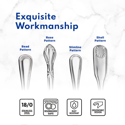 New Star Foodservice 58918 Shell Pattern, 18/0 Stainless Steel, 60 piece Flatware Set