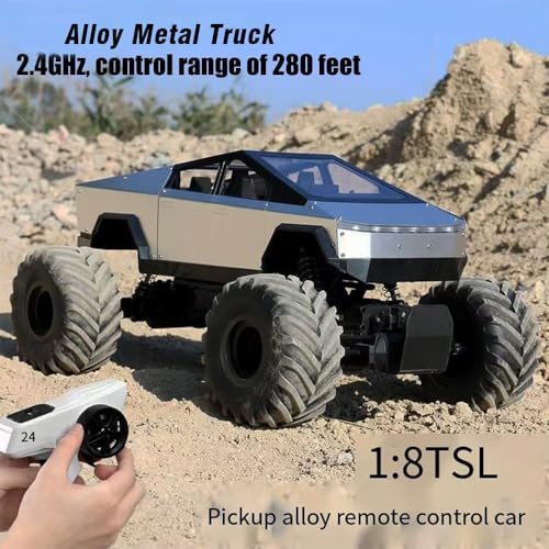 Big Remote Control Car Electric Pickup Truck High Speed RC Cars Alloy Body 1:12 Metal Car 2.4 GHz 25KPH -4WD All Terrain RTR Aluminum Shock Climbing 25° Angles Sound&Light Effect Truck 4.4LB 20IN