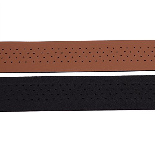 KINGOU Handlebar Tape Luxury PU Leather Bar Tape Fixed Gear/Road Bike Bar Wrap with 2 Reflective Plug