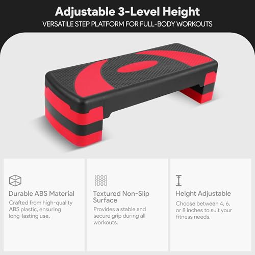 BalanceFrom Aerobic Step Platform, Exercise Stepper in Multiple Colors - Home Gym Fitness Equipment for Cardio, Core, Leg Toning, Balance Training and Low-Impact Workouts