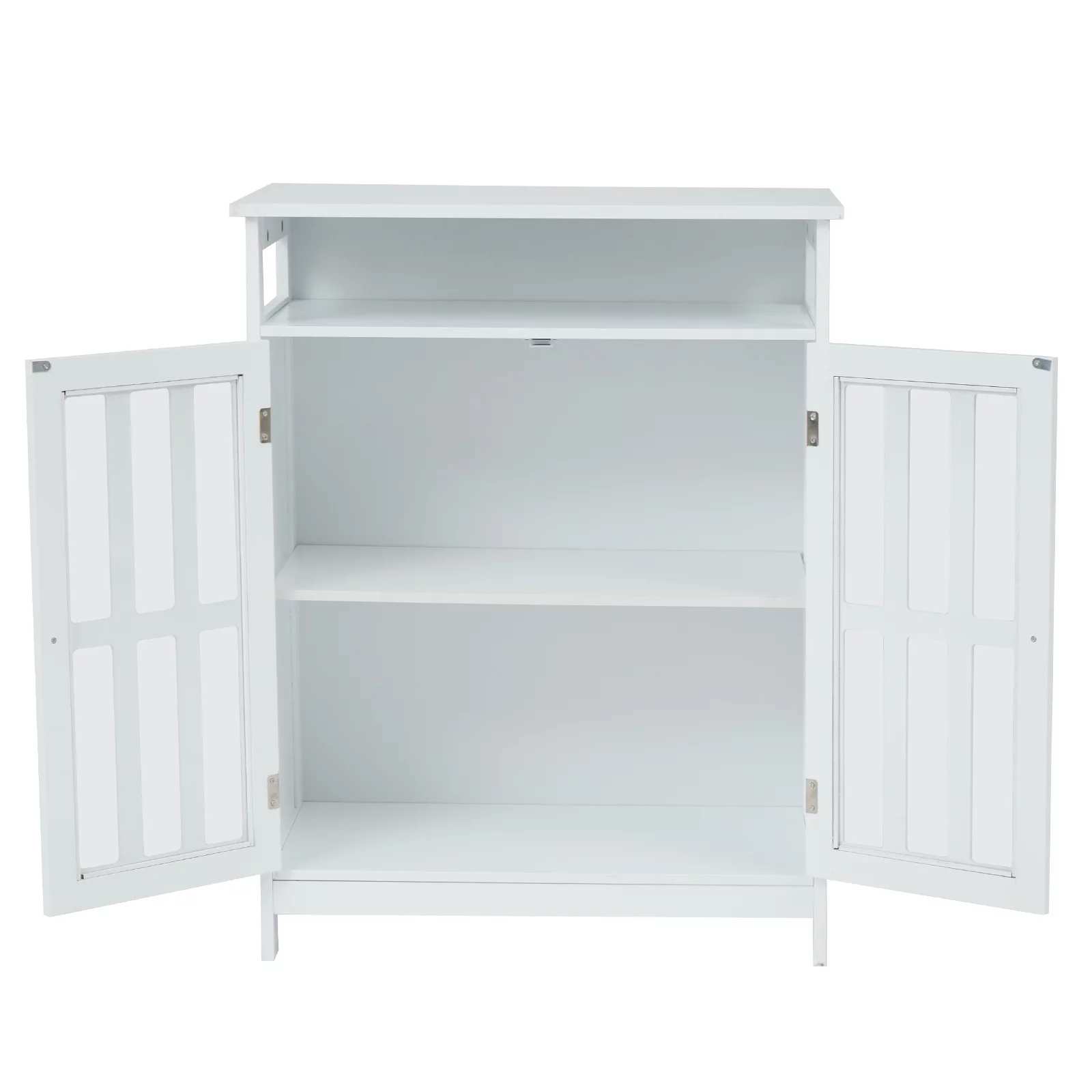 Kinbor Sideboard Cabinet - Wooden Storage Cabinet Buffet Table with Open Shelf 2 Doors for Kitchen White