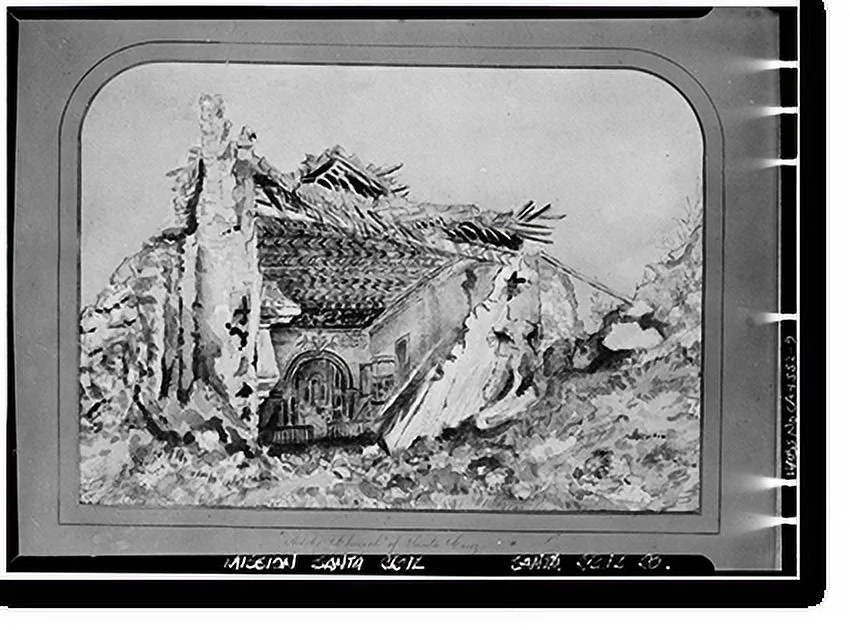 Historic Framed Print, Mission Santa Cruz, Emmet & School Streets, Santa Cruz, Santa Cruz County, CA - 9, 17-7/8