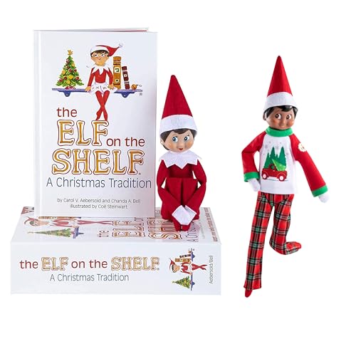 Elf on The Shelf Box Set with Blue Eyed Girl Scout Elf & Claus Couture Collection Tree Farm PJs Accessory [Multi-Item Bundle]