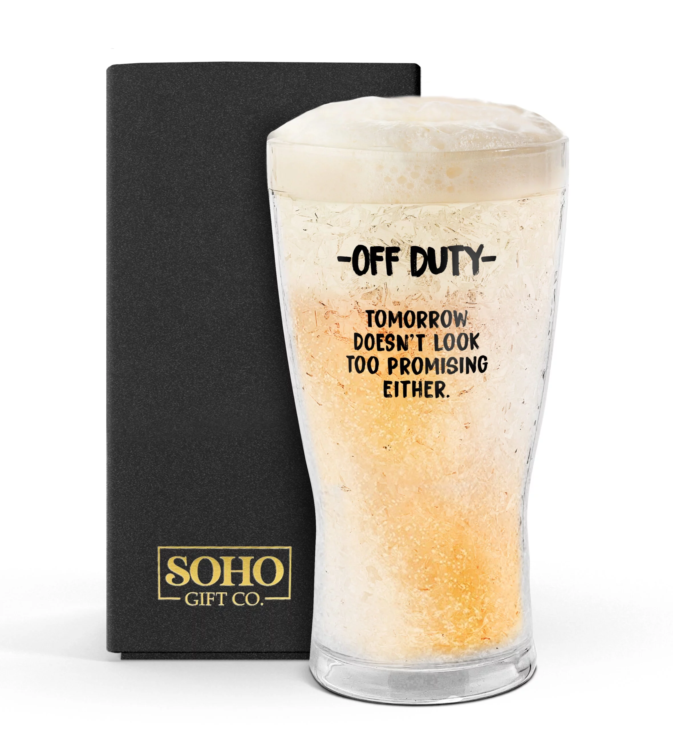 SoHo Funny Freezer Cup Gift for Adult, Double Walled Chiller Mug for Iced Cold Drinks - Insulated 14oz Frozen Pint Drinking Glass 