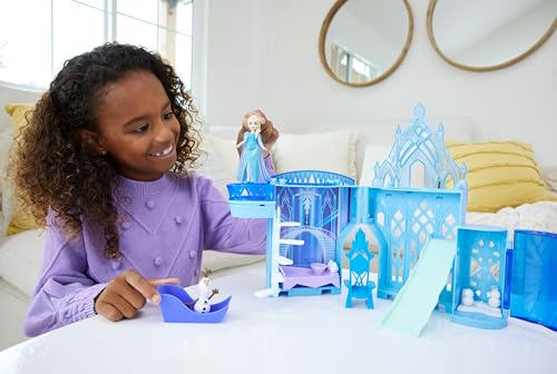 Mattel Disney Princess Toys, Storytime Stackers Elsa Ice Palace, Stackable Castle Doll House with Small Doll & 8 Pieces, Inspired by The Disney Frozen Movies