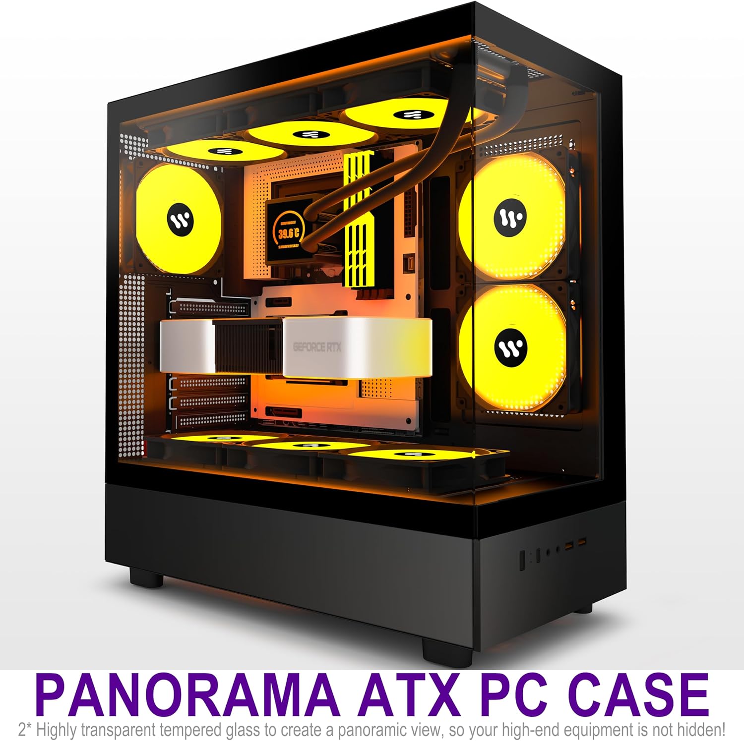 KEDIERS PC Case Pre-Install ARGB Fans Computer case Gaming (Black, G800)