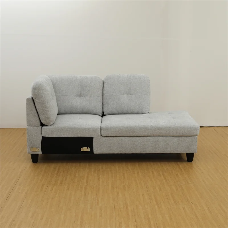 Lifestyle Furniture Edward Right-Facing Sectional & Ottoman in Gray/White