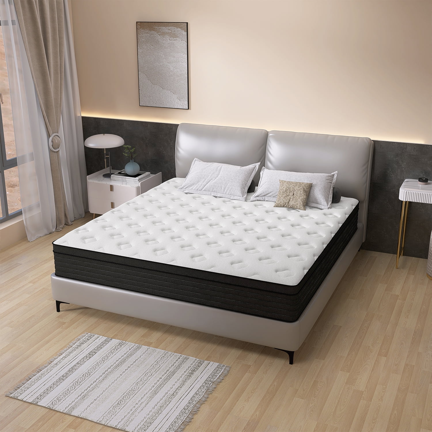 King Mattress, 14 Inch Memory Foam Mattress in a Box, Individual Pocket Spring Mattress with Motion Isolation and Pressure Relief, Medium Firm, CertiPUR-US