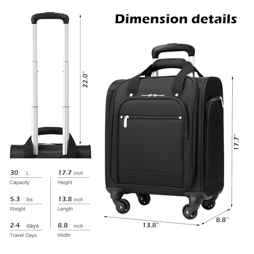 Coolife Underseat Carry On Luggage Softside Lightweight Rolling Travel Bag Spinner Suitcase