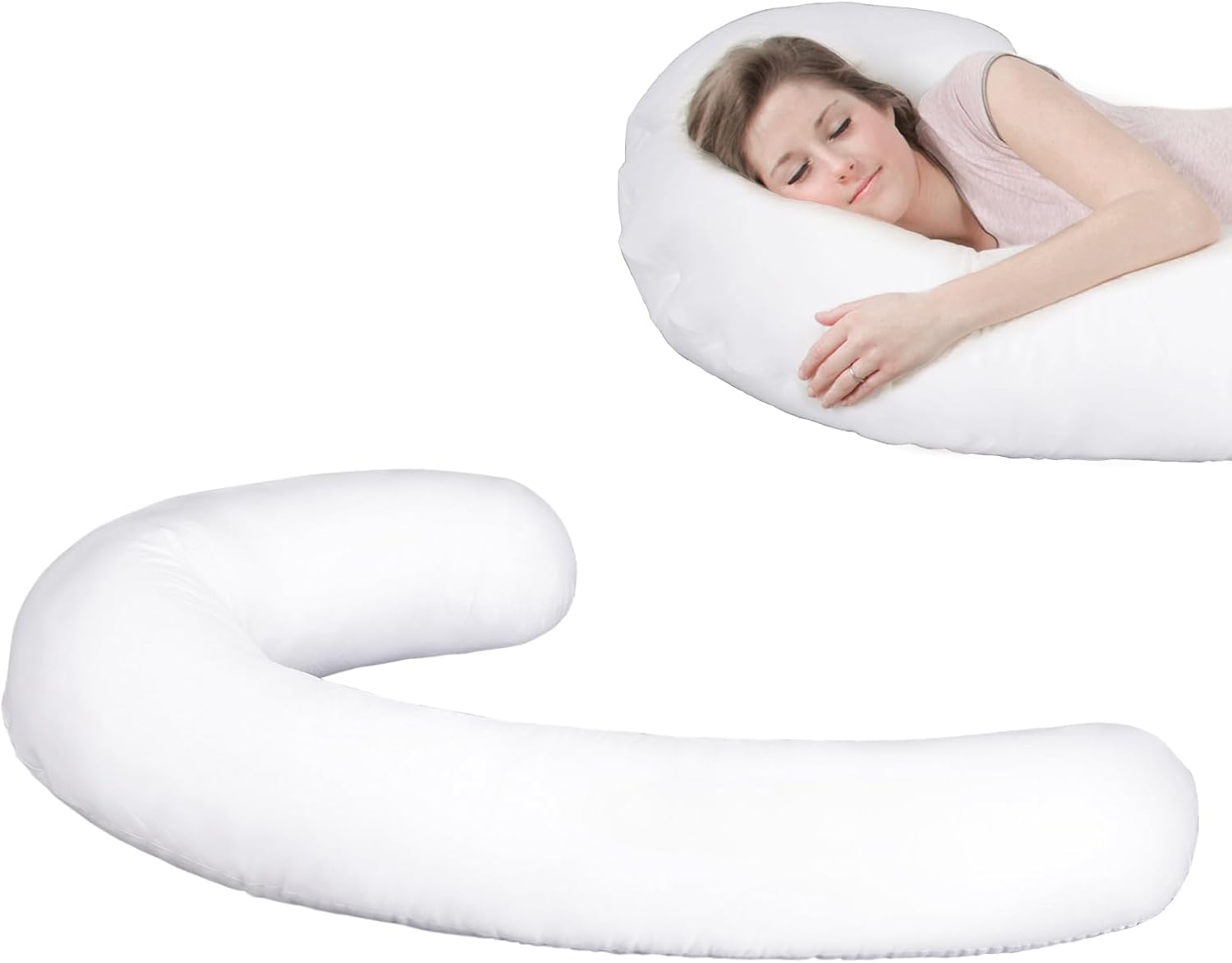 Cotton Pillowcase Compatible for Contour Swan Body Pillow, Original, Cool XL and Candy Cane Models, Soft and Breathable Zippered Closure Pillowcase - Provides a Comfortable Sleep Experience, White