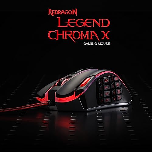 Redragon M908 Impact RGB LED MMO Gaming Mouse with 12 Side Buttons, Optical Wired Ergonomic Mouse with Max 12,400DPI, High Precision, 18 Programmable Macro Shortcuts, Comfort Grip
